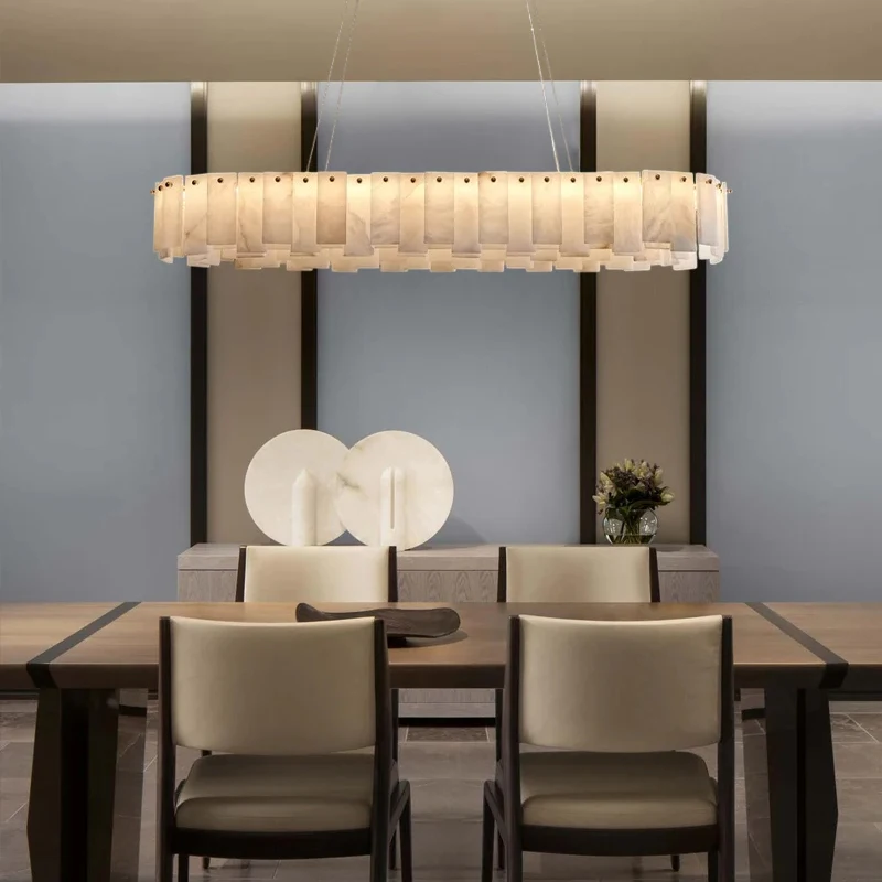 Modern luxury villa lighting decoration alabaster chandelier design living room bedroom entrance channel interior decoration