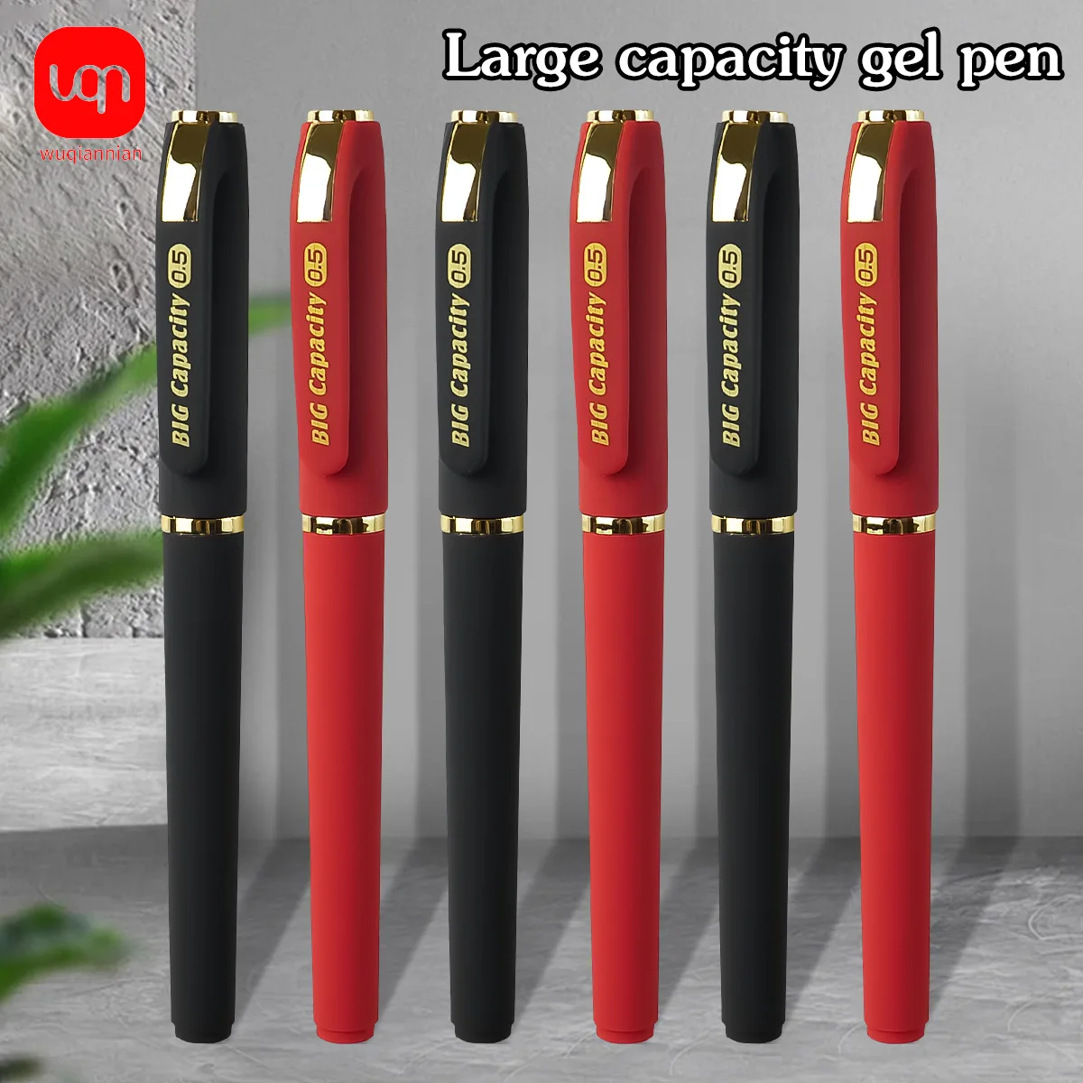 0.5mm High-Capacity Gel Pen,Mmatte Black And Red,Metal With Gold Clip, Smooth-Writing Business Pen,Perfect For Office School
