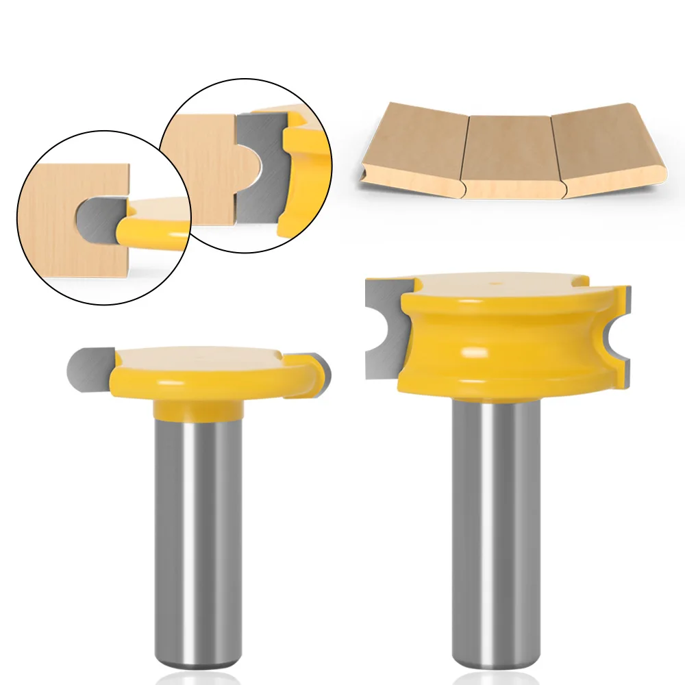2-Piece Router Bit Set 1/4 Shank, Round T-Slot Cutter for Floorboard Panel Wood Joinery Woodworking Tool