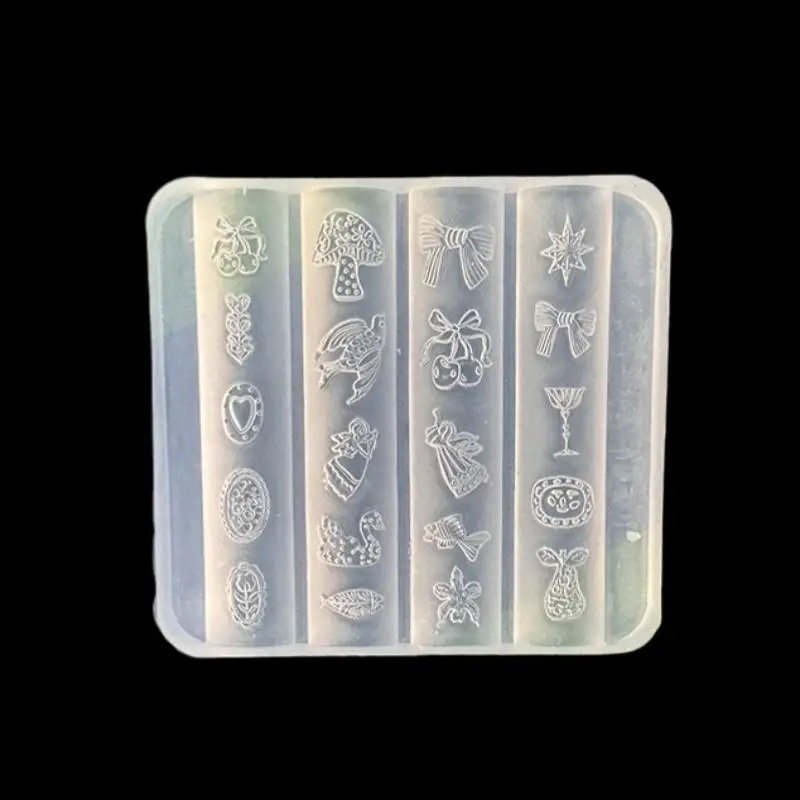 Swan Swallow Cherry Mushroom Butterfly Knot 3D Embossed Nail Art Silicone Mold For Diy Nail Decoration Template