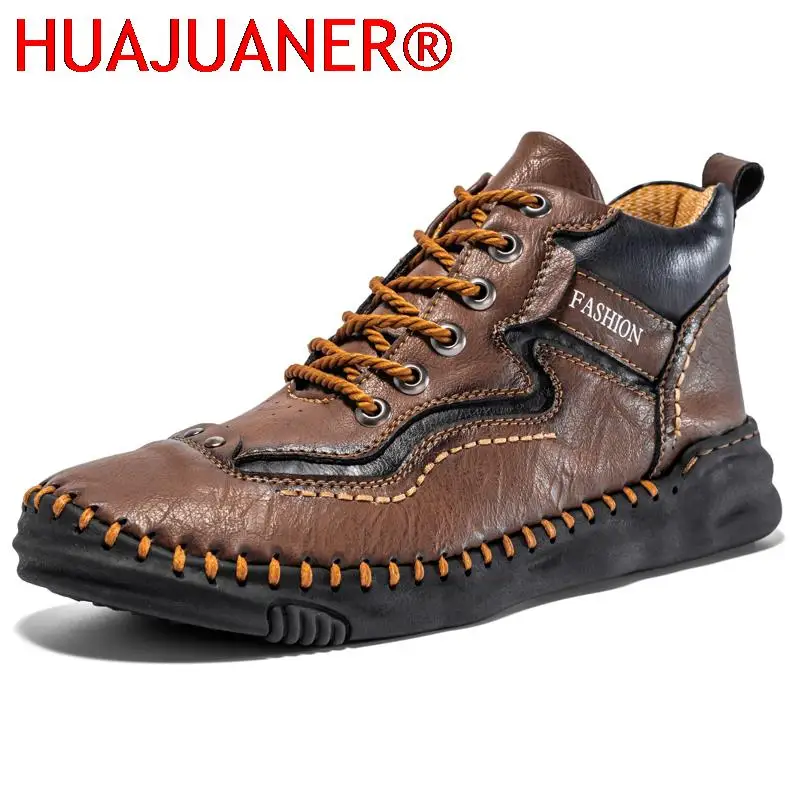 Handmade Casual Boots for Men Outdoor Comfort Wear-resisting Ankle Shoes Quality All-match Lace-up Sneakers Fashion Anti-skid