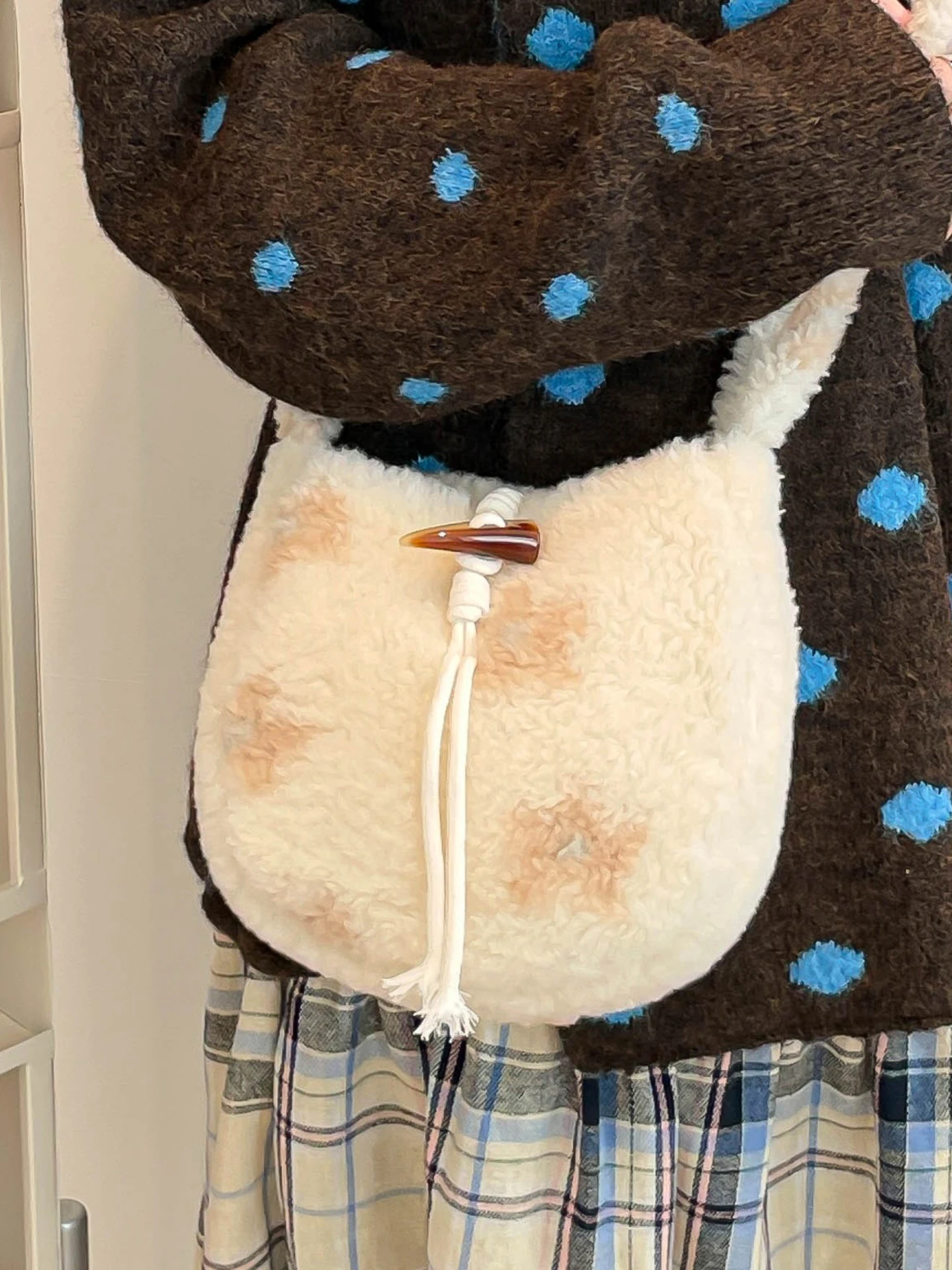 

Korean Sle Sweet Matcha Lamb Fur Buet Bag Women's Faion oulder Crossbody Bag 2025 New Winter ular Soft Polyester L...