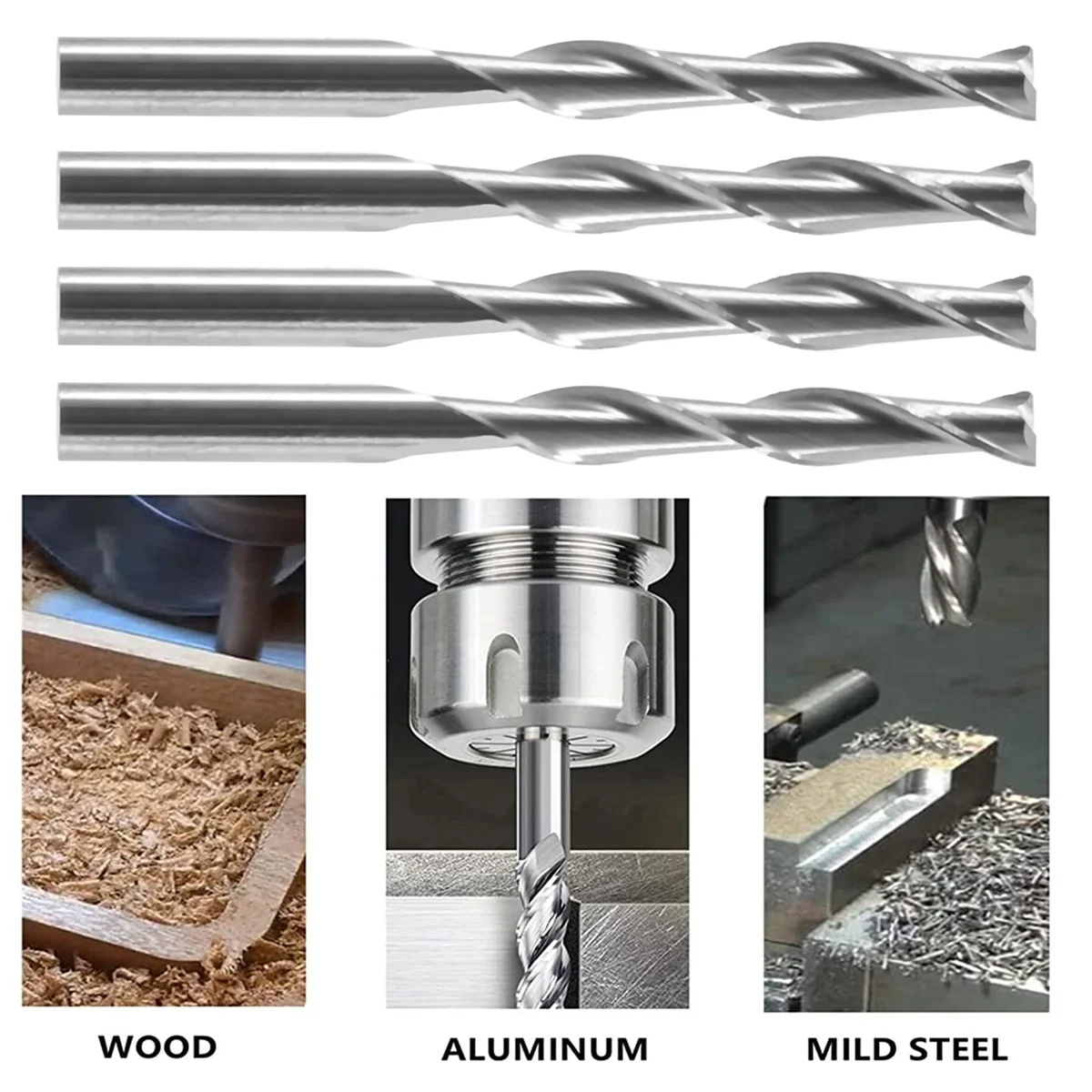

Новый пользователь ~ 10x 1/8 дюйма 3,175 мм карбидные двойные двухзубые спиральные биты с ЧПУ концевая фреза 22 мм