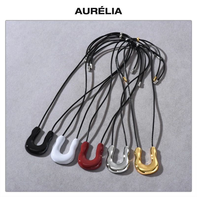 

New Fashion Irregular Pendant U Shaped Long Sweater Chain Necklace Women Europe America Simple Jewelry