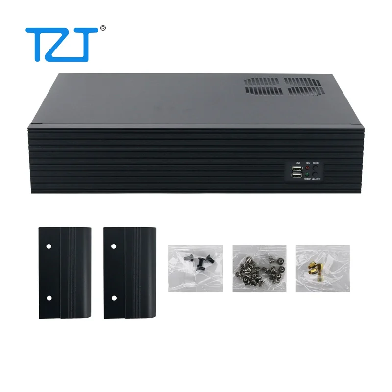 TZT DX-2300L (Aluminum Striped Panel) 2U 300mm IPC Chassis Server Chassis for MATX Motherboards/Hard Drives Installation