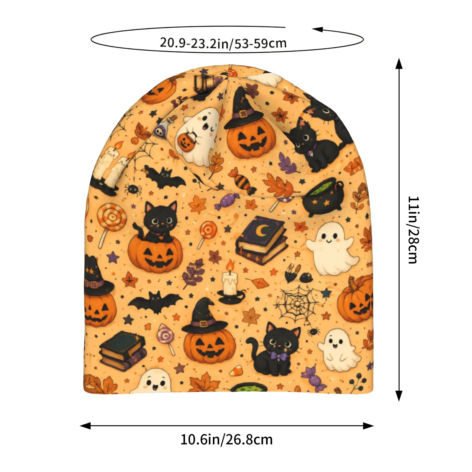 Halloween Ghost Pumpkin Spooky Trick Or Treat Witch Beanie Cap for Men Women Streetwear  Beanies Hat for Hiking