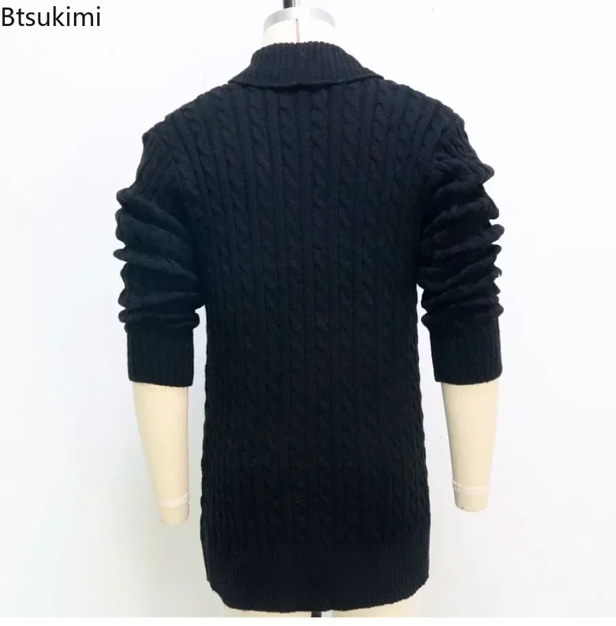 2024Men\'s Knitting Cardigan Jacket Coats Spring Autumn Slim Fit Cardigan Coat Male British Style Button Long Sleeve Men Clothing