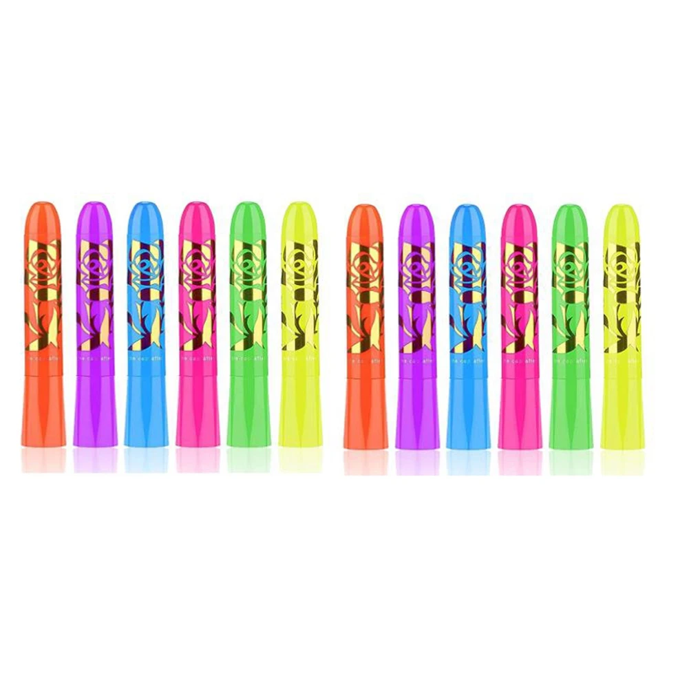 Beauty 12 Pack Glow In The Dark Face Body Paint Glow Sticks Markers Makeup Face Painting Kits, For Halloween And Parties
