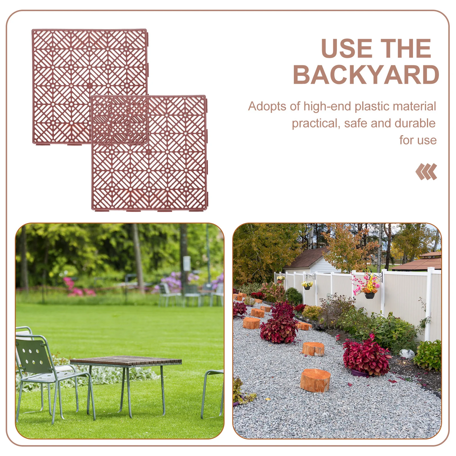 

2pcs Anti-Slip Tiles Outdoor Garden Outdoor Floor Tiles Floor Mats Non-Slip Walkway For Patio Yard Ground Cushions