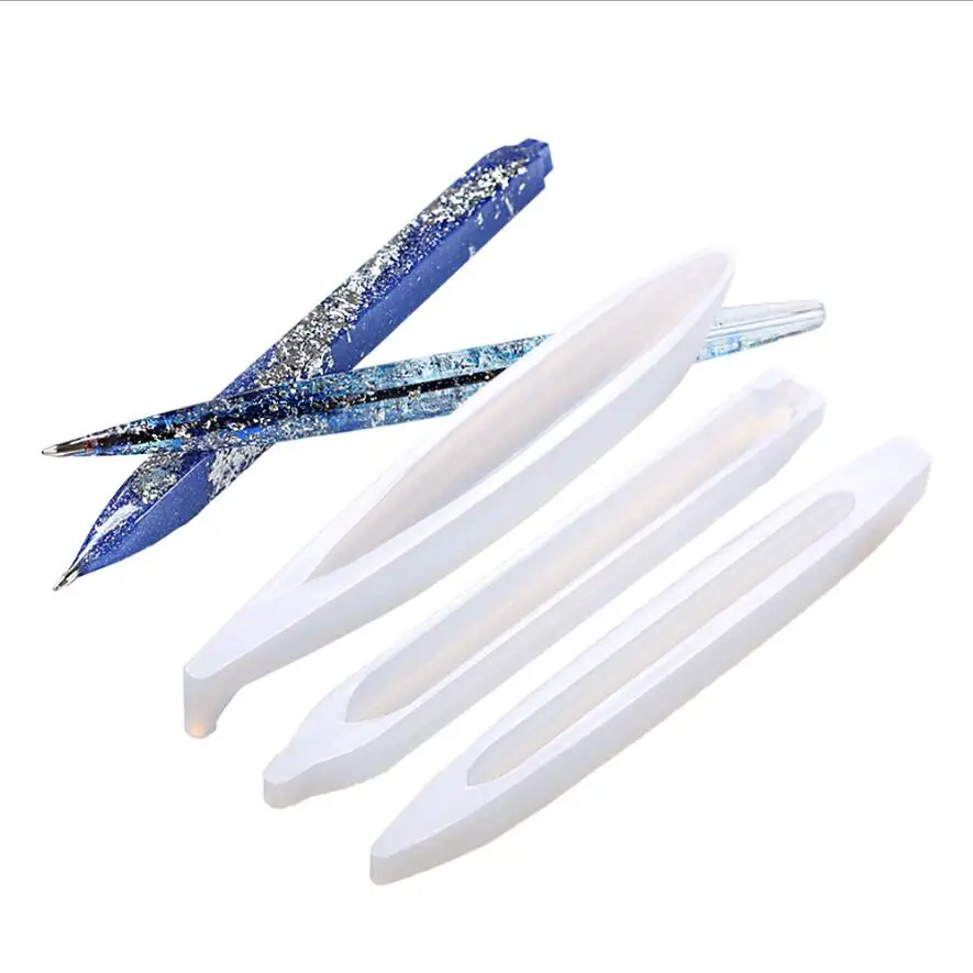 1/3/5 stücke Handgemachte Stift Silikon Mold Set DIY Kristall Epoxy Harz Formguss Form Manuelle Transparent stift Halter, Der Anzug