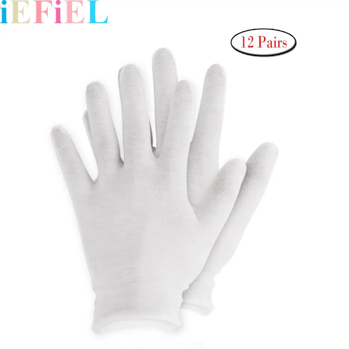 

12 Pairs Reusable Cotton Working Gloves Soft Gloves for Dry Hand Moisturizing Cosmetic Eczema Hand Spa Coin Jewelry Inspection