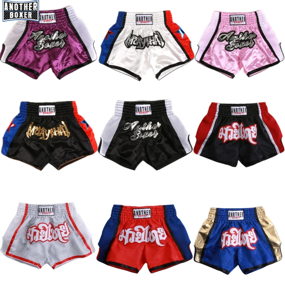 

Шорты для тайского бокса для мужчин, женщин и детей, тренировочные брюки для бокса и кикбоксинга с вышивкой, одежда для тренировок по единоборствам, грэпплингу и ММА