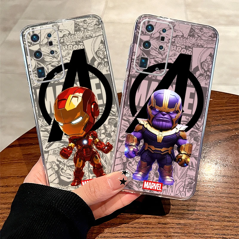 

Marvel Iron Man Thanos For Huawei P50 P40 P30 P20 PRO LITE P Smart Z S 2021 Phone Case Liquid Silicone Back Carcasa