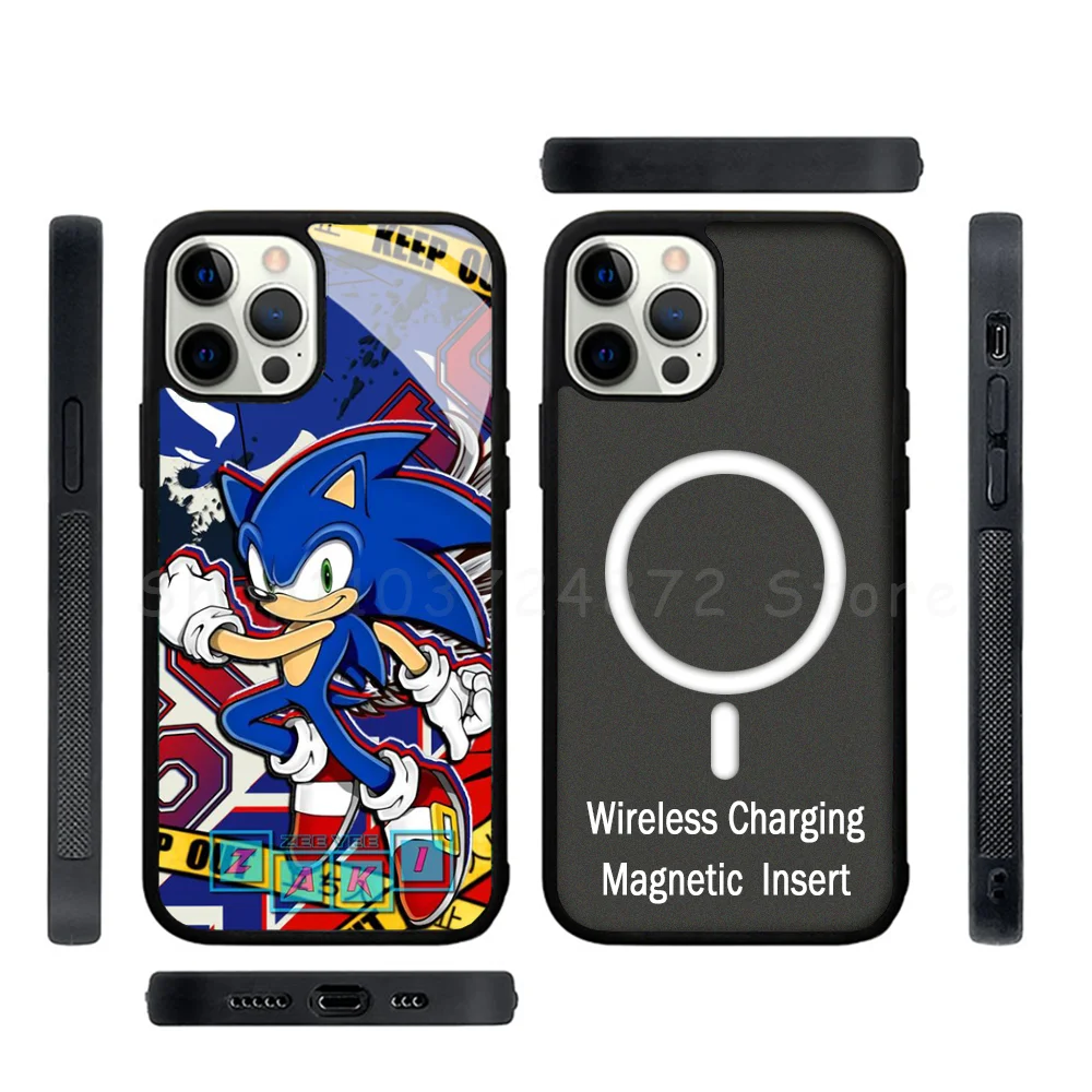 Sonics Cute H-Hedgehogs Phone Case Strong Magnetic For IPhone 15 14 13 Pro Max Mini Alex Mirror For Magsafe Wireless Charging