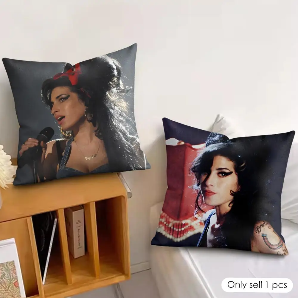 British Singer A-Amy Winehouse Cushion Cover Wrinkle-Resistant Short Plush Pillow Case Breathable Machine-Washable
