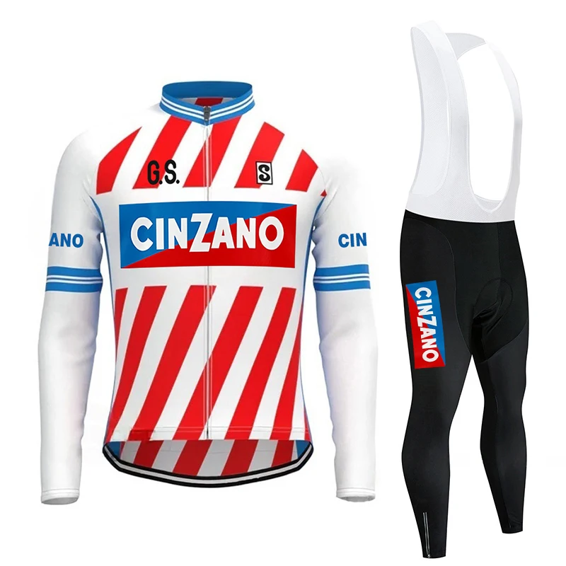 Cinzano Jersey de ciclismo de manga larga para hombre, conjunto de ropa de ciclismo para exteriores, ropa de ciclismo para primavera y otoño