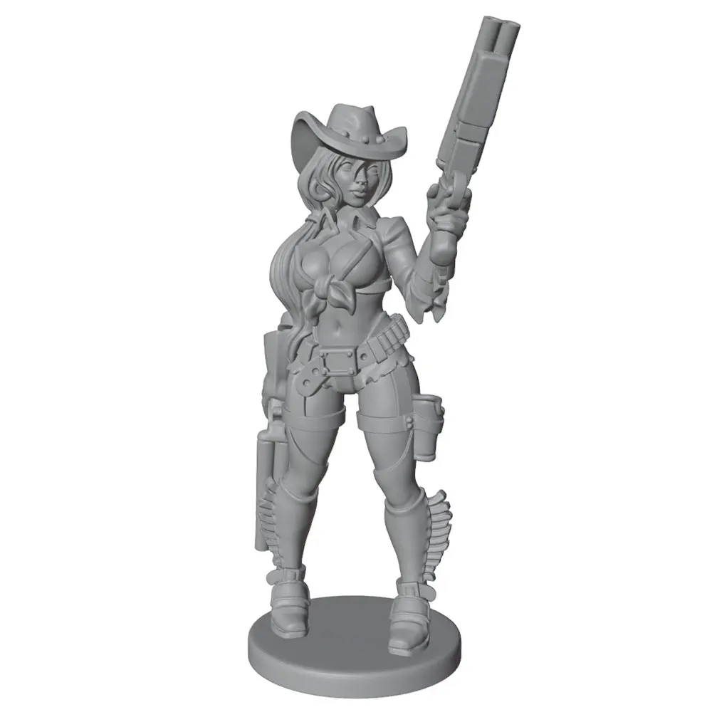 Figura resina miniatura vaquera sin pintar para rol y coleccionismo - imagen 2