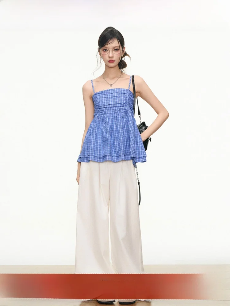 

Новый женский топ WESTAYONE 5/8 с бретелями в клетку, белые повседневные брюки в корейском стиле, утягивающий топ-бюстгальтер, короткий хлопковый топ оригинального дизайна