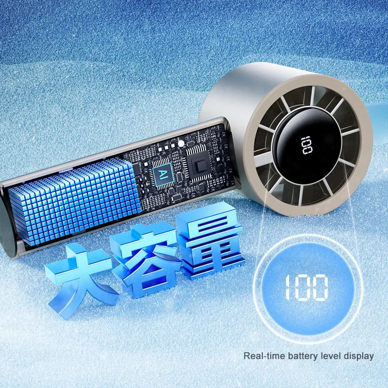 

Высокопроизводительный 100-скоростной безлопастной ручной вентилятор Прочный пластиковый материал Металлик Портативный маленький вентилятор