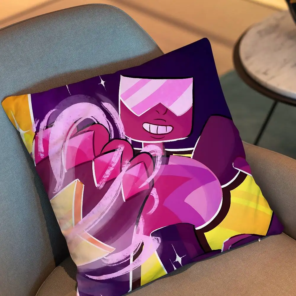 Amethyst Garnet Steven Universe Pillow Case Square Double-Sided Printing Short Plush Sofa Cushion Cover Bedroom Bedside Pillow
