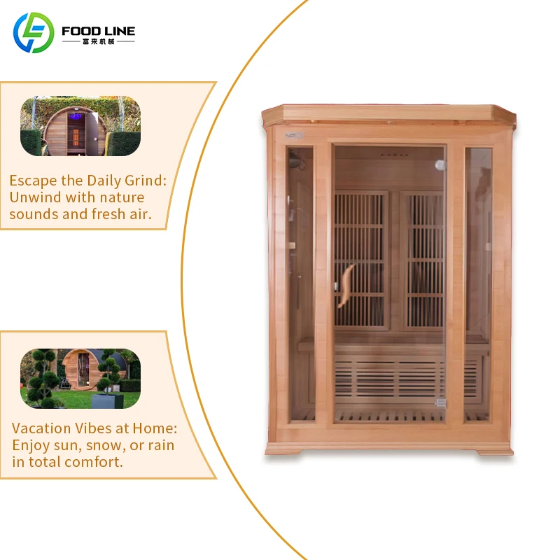 Steam Sauna Shower Combination Room Wood Sauna Room for Home 6 Person Barrel Sauna Room customize