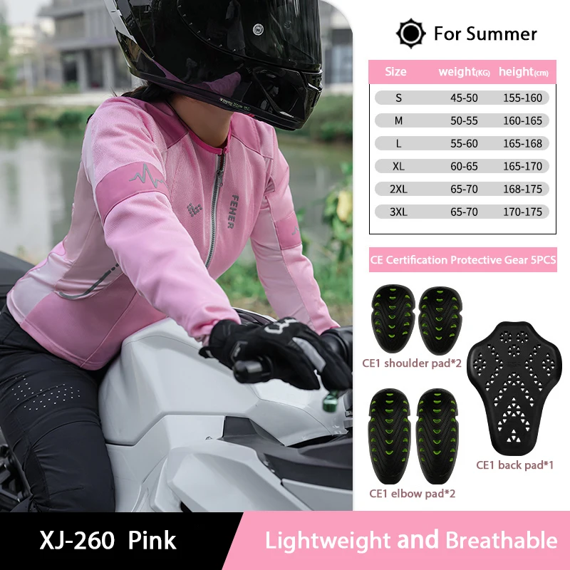 

Women Motorcycle Jacket Moto Biker Body Armor CE Protection Jacket Summer Slim Fit and Breathable Moto Clothes S-3XL