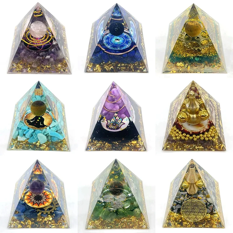 Orgonite Pyramid Natural Stone Healing Crystals Energy Generator Healing Reiki Chakra Meditation Ornaments Crafts 5*5cm