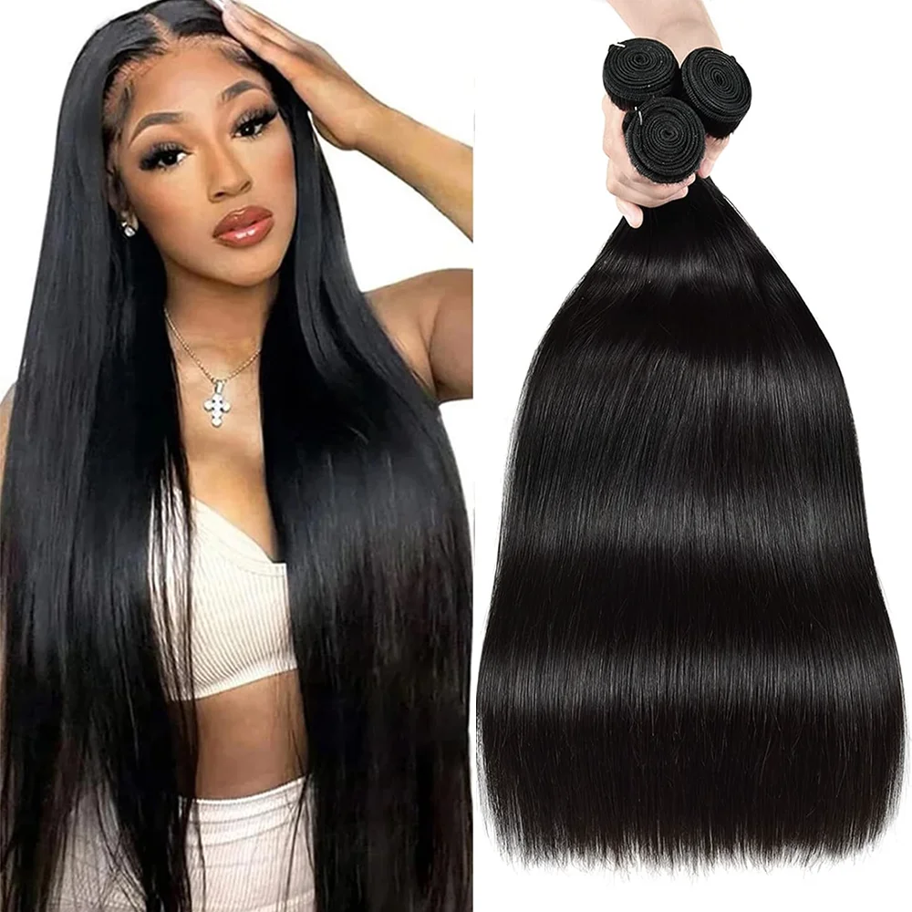 40 inches Straight Human Hair Bundles Brazilian Weaving Virgin Remy Human Hair Extensions 1/3/4 Pcs Raw Human Hair Bundles