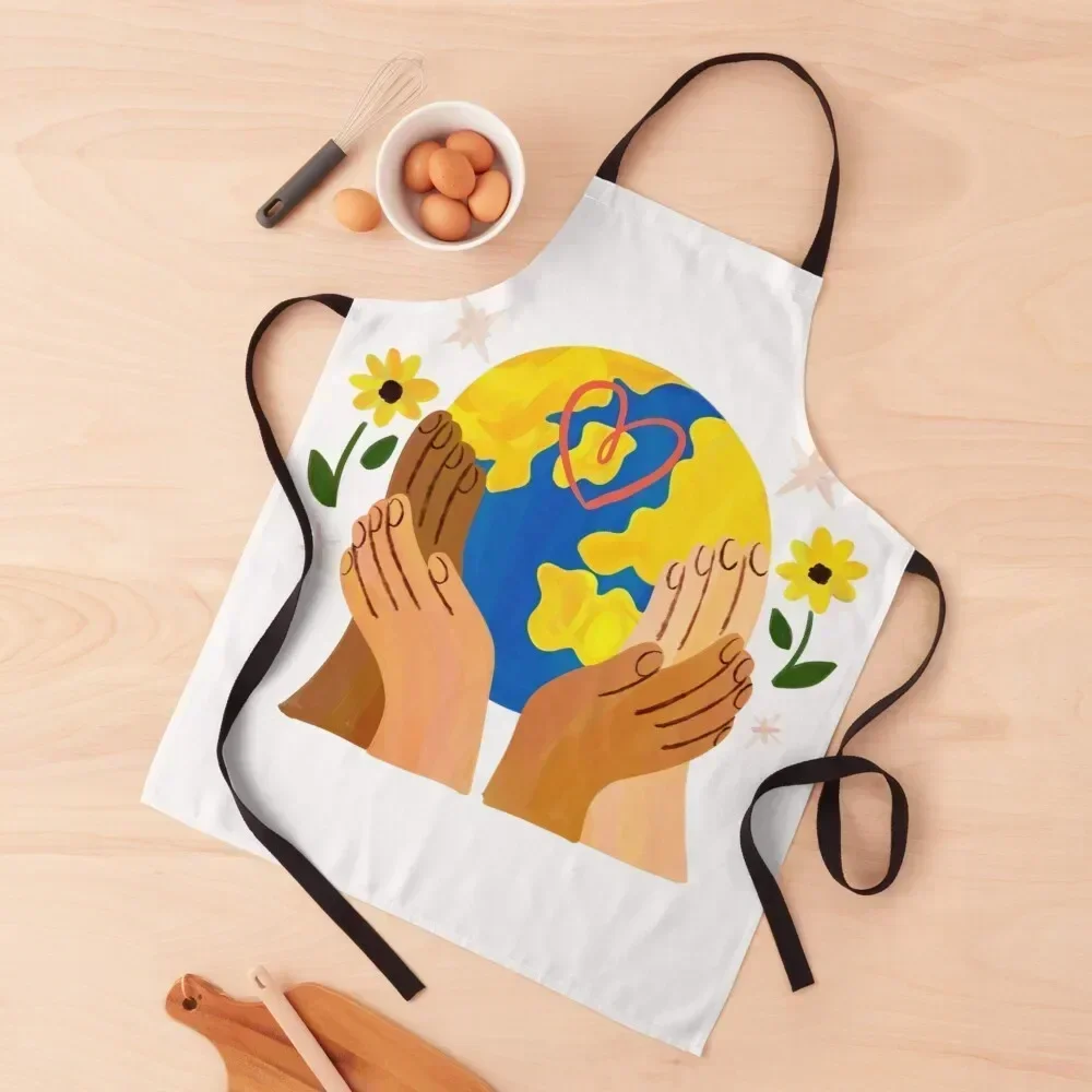 

Love and Peace on Planet Earth Apron Restaurant Cute Kitchen Accessories Goods For Home And Kitchen Kitchen Utensils Apron