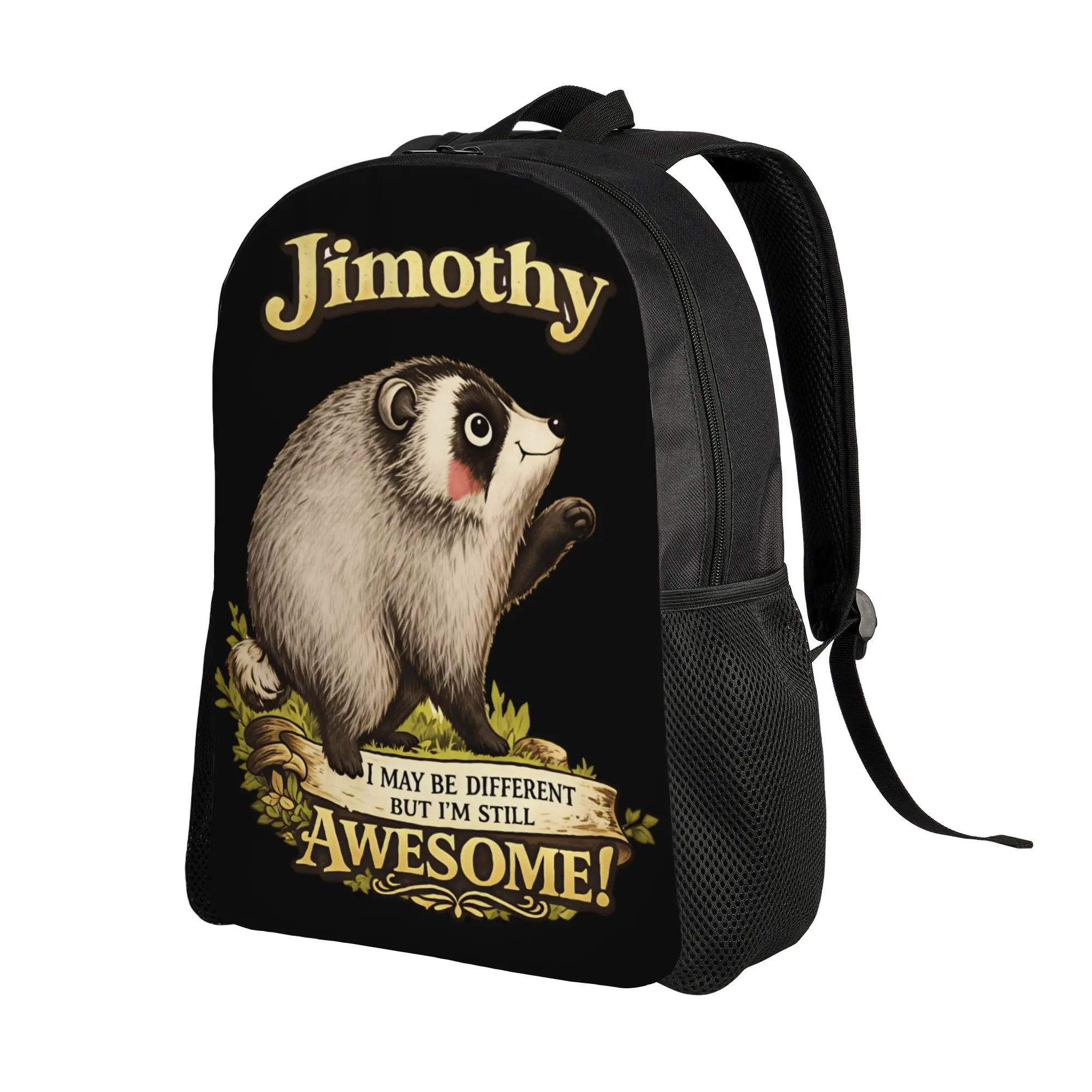 Jimothy The Raccoon Different Awesome Backpack  Sport Backpacks Unisex Designer Print High School Bags Streetwear Rucksack