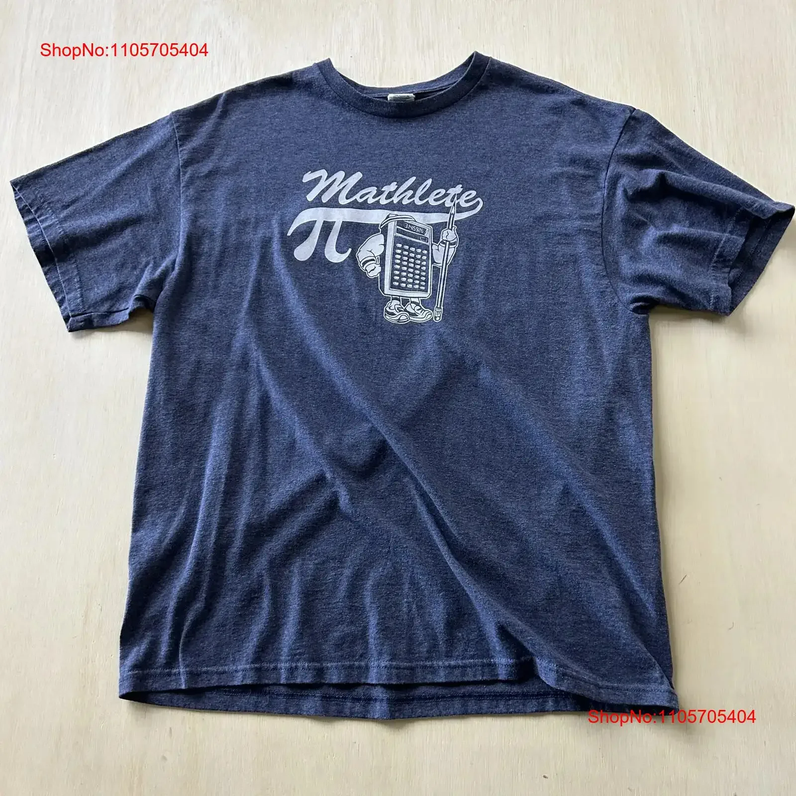Y2K Mathlete Pi Pro WeighT T Shirt Mens XL Blue Calculator Geek Math long or short sleeves vintage Washed Versatile Comfortable