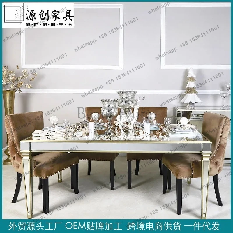 Dining room furniture light European glass table decoration mirror manufacturer dining table gold decorative
