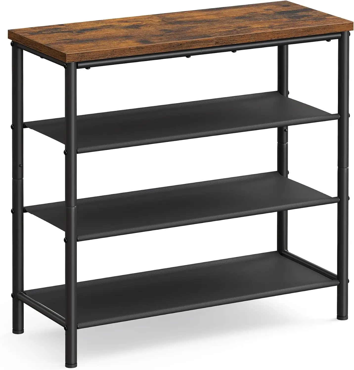 

Shoe Rack, 4-Tier Shoe Storage Organizer for Entryway and Closet, Holds 9-12 Pairs of Shoes, 3 Fabric Shelves, Steel Frame