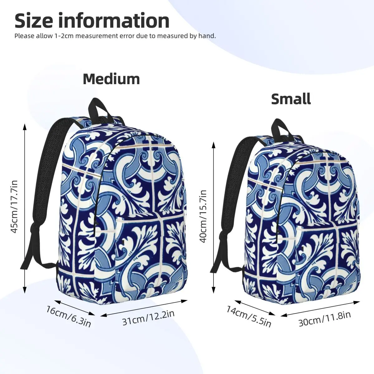 

Azulejo Lisbon Azulejos Lisboa Student Backpack School Bag Hiking Travel Daypack for Boys Girls Bookbag Shoulder Bags