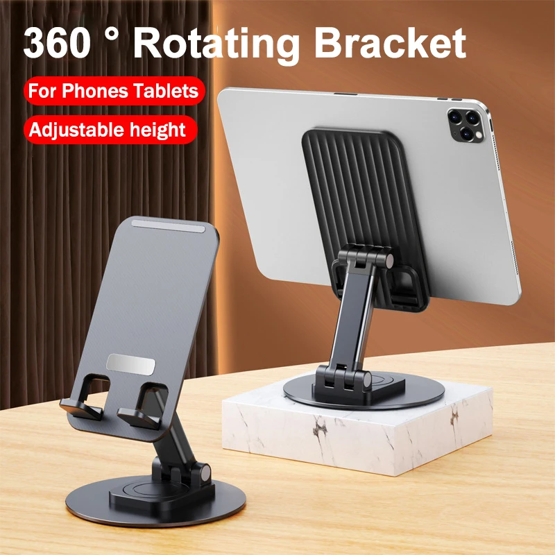 Portable 360° Rotation Phone Tablet Holder Height Adjustable Desktop Lazy Stand For iPad Mini iPhone ABS Aluminum Alloy Bracket