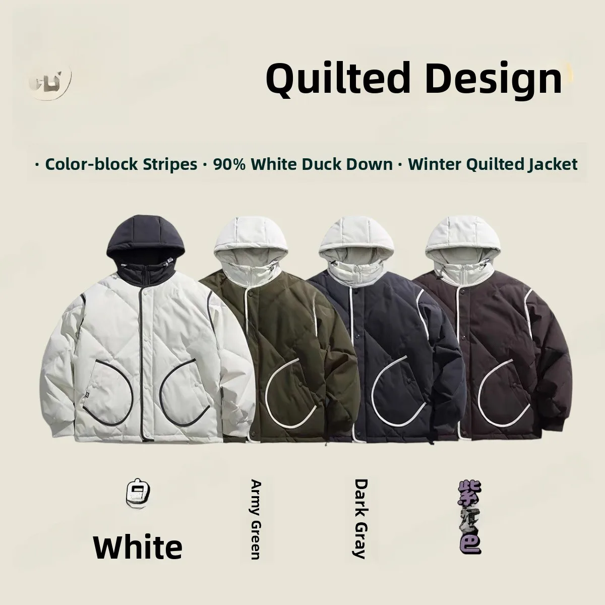 

Ретро-куртка с капюшоном и цветными блоками, пуховик из перьев, женское пальто, теплая верхняя одежда, парные куртки для влюбленных, повседневная модель из полиэфирного волокна