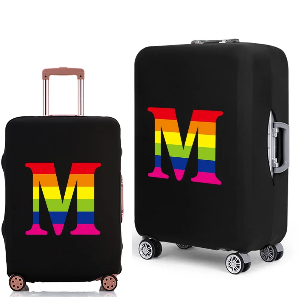 2022 Bagagekoffer Beschermhoes Regenboog Eerste Letter Patroon Reizen Elastische Duffle Bagage Stofkap voor 18-28 Inch Koffer