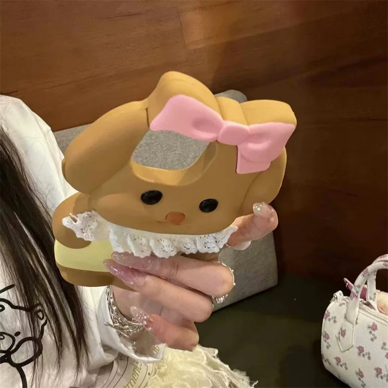 Silicone Cartoon Pink Bow Dog Suitable For Iphone 15 Pro Max Phone Case All Inclusive 12 13 14 Protective Case
