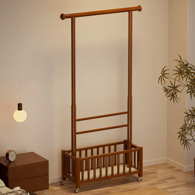 

Wooden Mobile Bedroom Home Coat Rack Standing Hanging Nordic Style Coat Rack Interior Floor Recibidor Para Entrada Furniture
