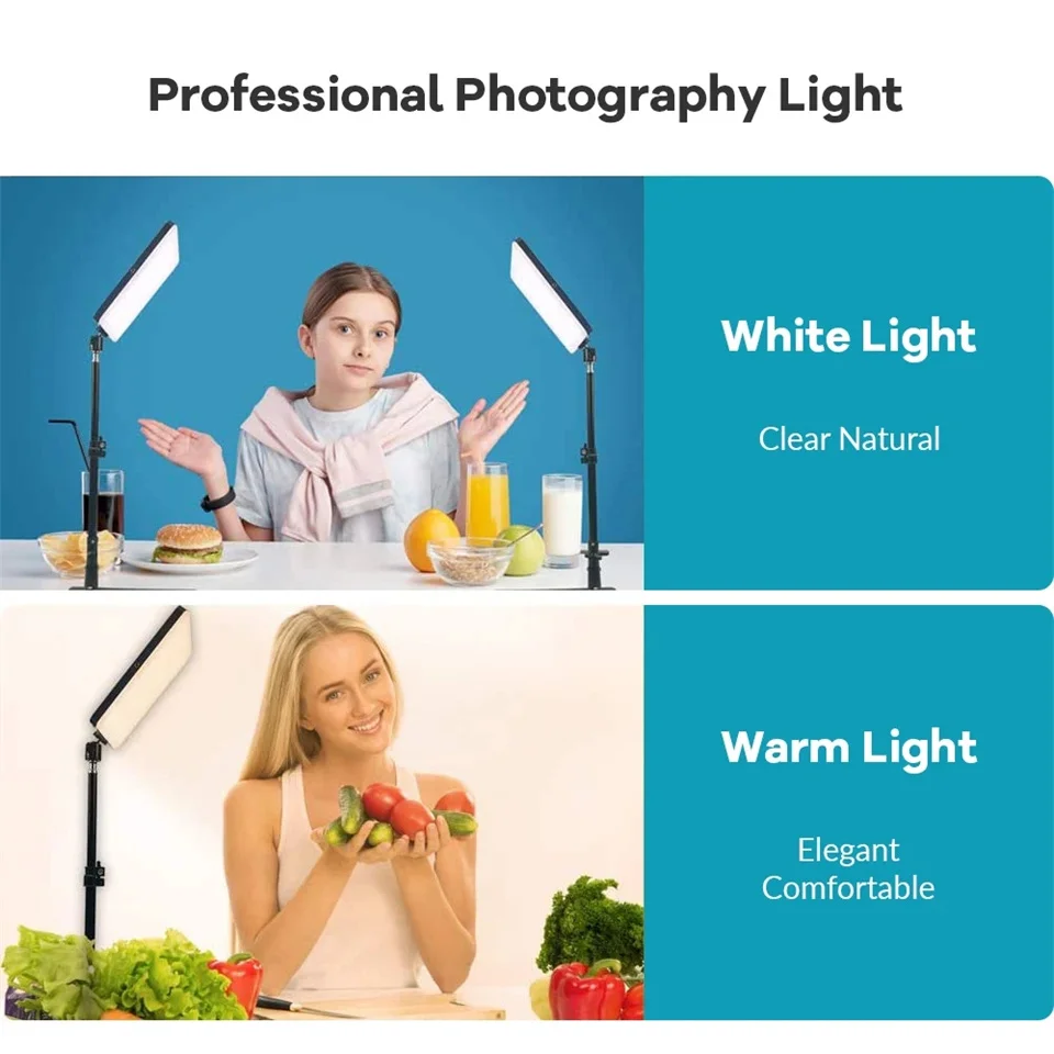 Luz LED de vídeo con trípode profesional, Control de soporte, Panel regulable, iluminación para estudio fotográfico, lám