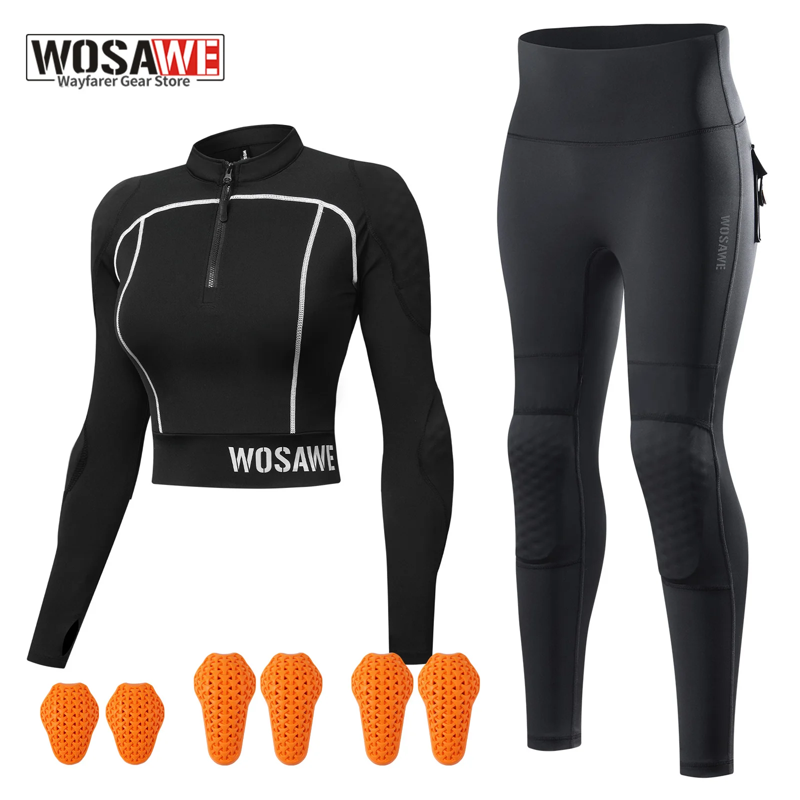 

WOSAWE Women Motorcycle Jacket Pant Set with Removable Pads Soft Protective Gear CE Certified Insert Armor Racing Clothes