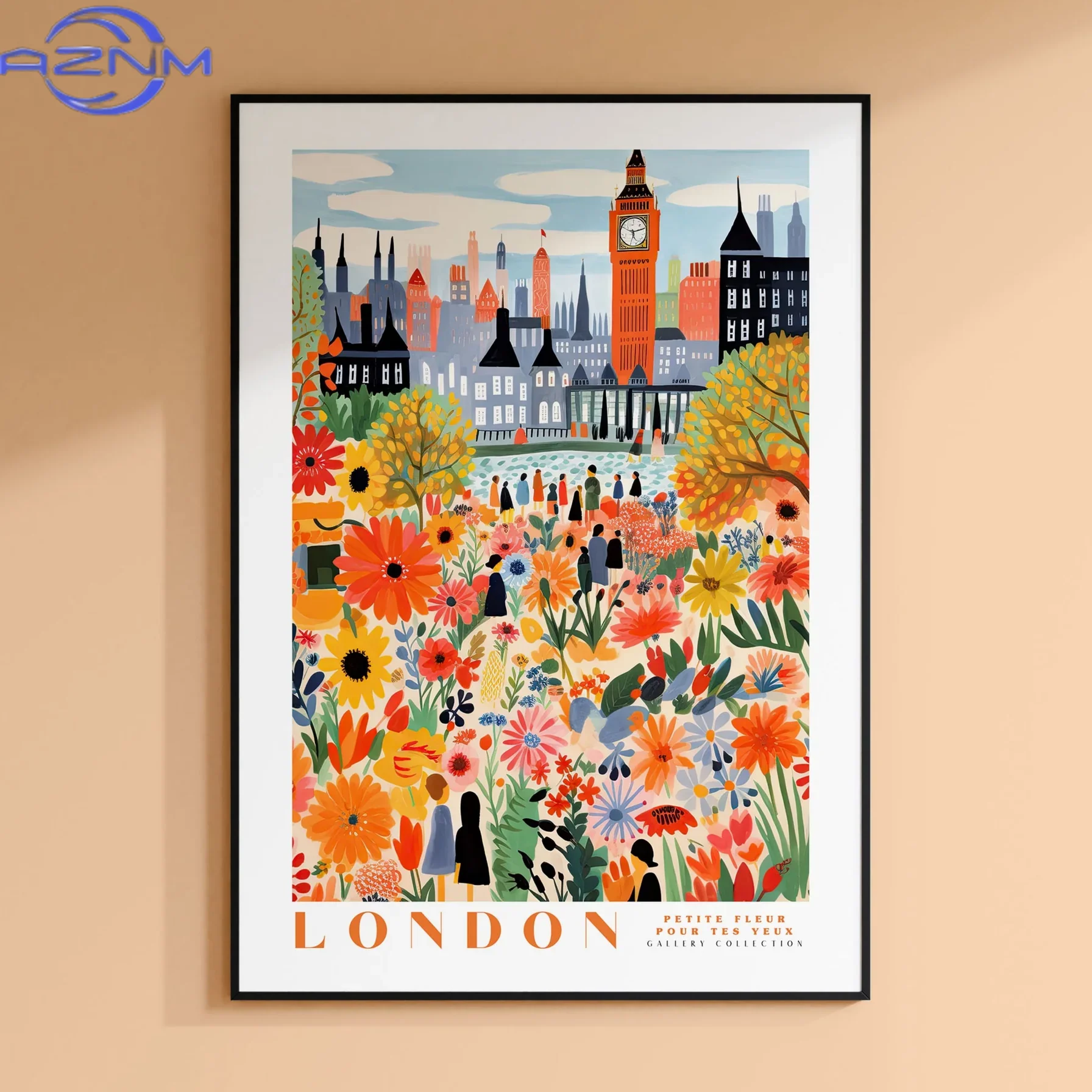 Impresión del Mercado de Flores de Londres de AZNM, Arte de Viaje a Londres, Póster Moderno Grande, Arte Botánico para Pared, Arte Verde para Pared, Arte de Pared de Moda, Fl