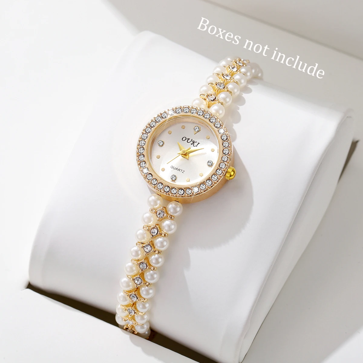 Fashion Women's Watches Ladies Imitation Pearls Alloy Band Analog Quartz Wristwatch Reloj Mujer（Without Box）