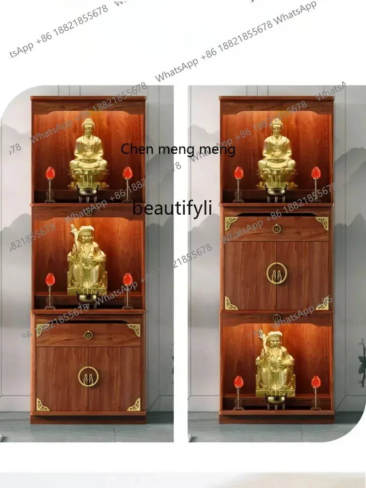 D176  Y yj Buddha Shrine New Chinese Style Clothes Closet Solid Wood Cabinets Worship Table Three-Layer Buddha Worship Table Cab