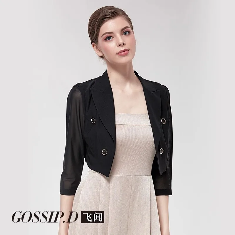 Summer Fashion Women's Chic Small Suit Jacket Women's Mesh Top New Classy Ol Professional Suit Short Suit Jacket