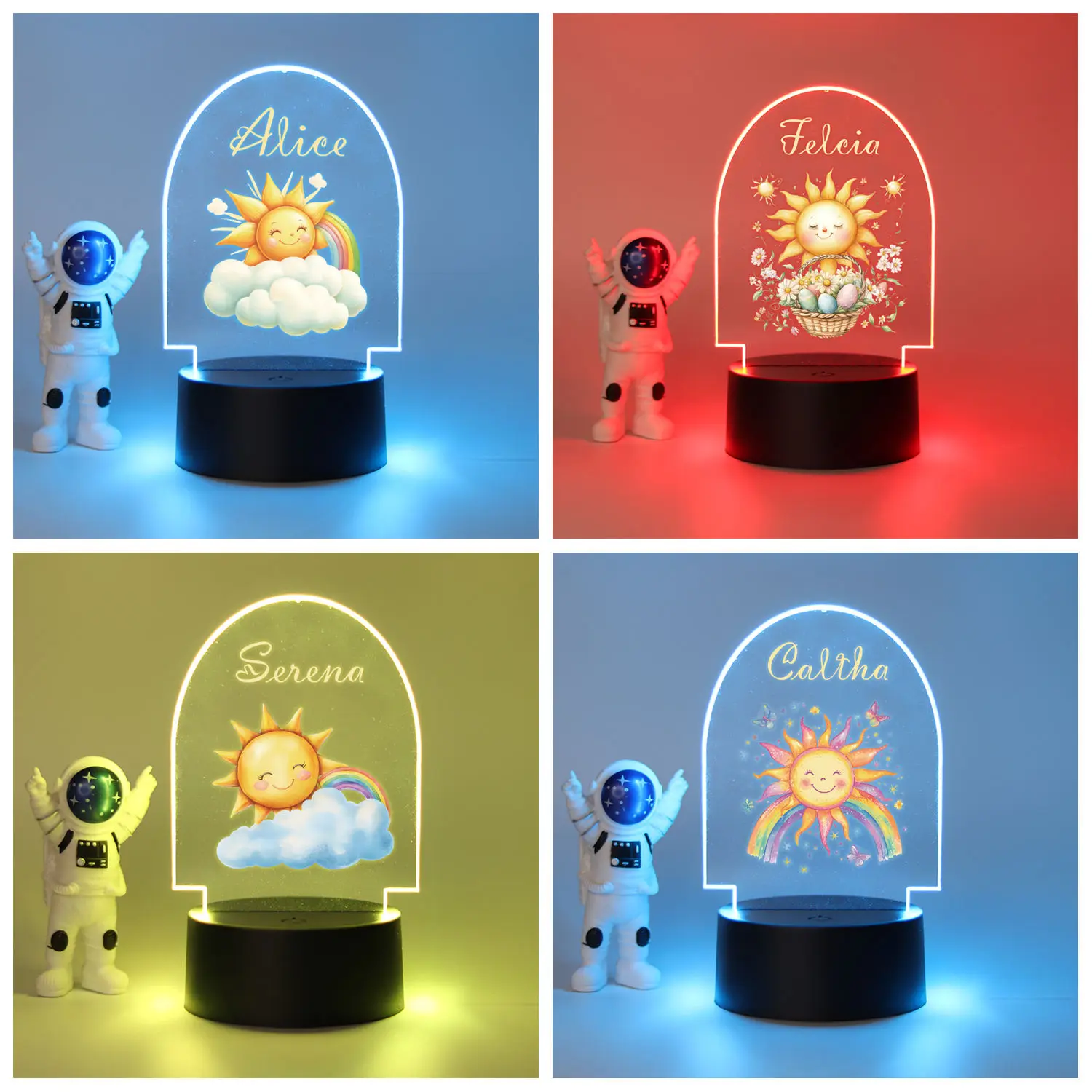 1pc Personalize Custom Sun cloud Led Night Light Decoration Acrylic 3d Lamp 3D Visual Night Light Illusion Acrylic Lamp