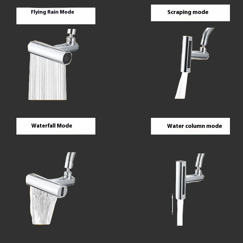 Waterfall Gear Faucet Extender Bathroom Kitchen Universal Rotation of Faucet Four Ways of Flowing Water Convenient Installatio