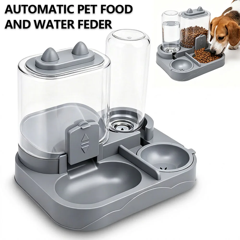 Automatic Pet Food and Water Feeder Large Capacity 2 in 1 Automatic Feeder Dog Cat Food Bowl with Water Fountain Pet Supplies