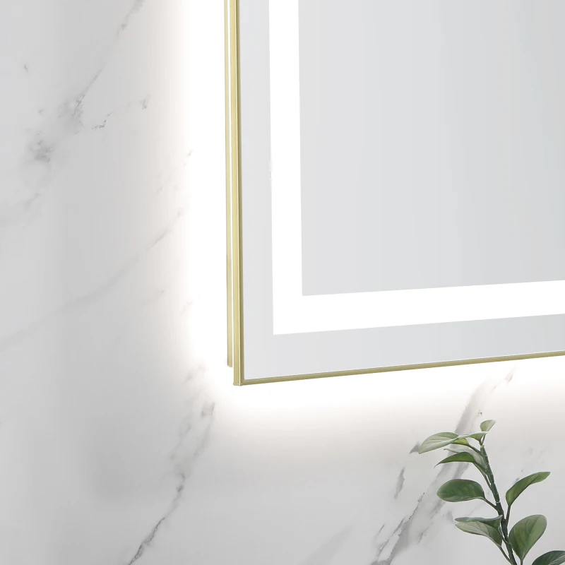 20 x 30인치 LED 욕실 거울 (전면 및 후면 조명 포함), 알루미늄 프레임 벽걸이 화장대 거울, 김서림 방지, 메모리, 3C