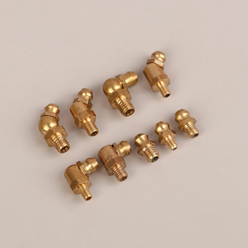 Brass Grease Nipple M4 M5 M6 Metric Male Thread Straight Elbow Type Oil Zerk Fitting For Grease Gun